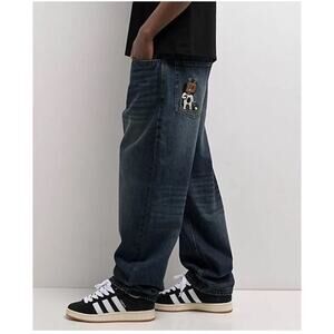 Empyre Jeans Men's Sz 30 Blue Denim Bad Dog Logo Dark Wash Y2K Skate, Loose Fit